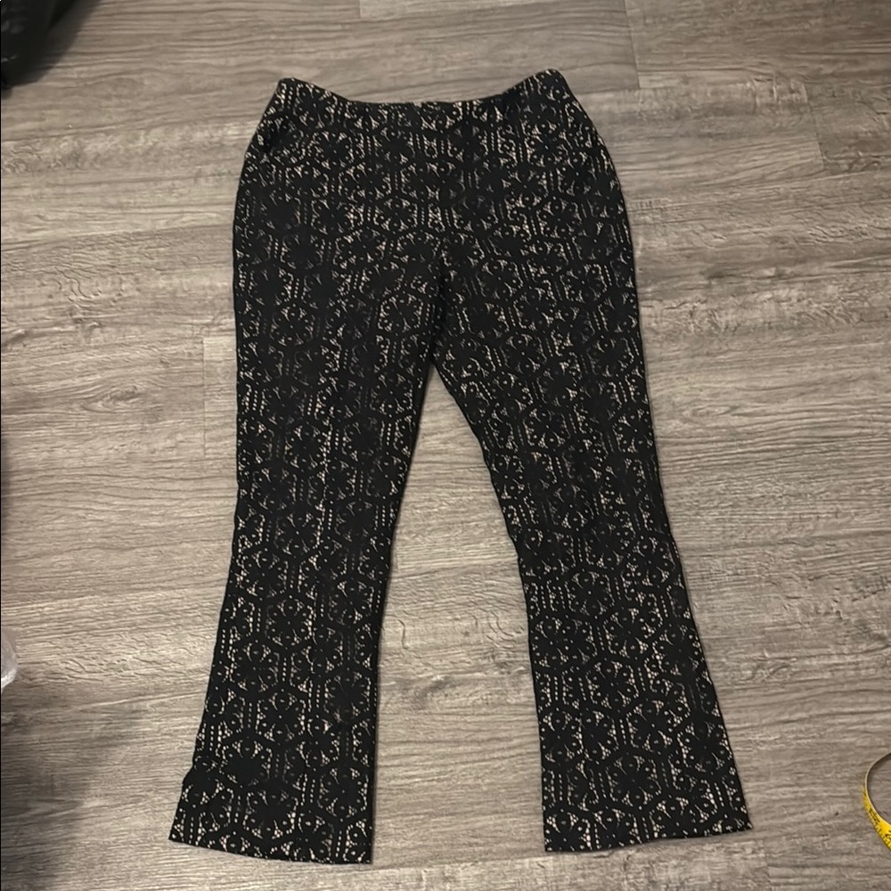 Lace Corey Lynn Calter Tan and‎ Black Boot Cut Flare Pants